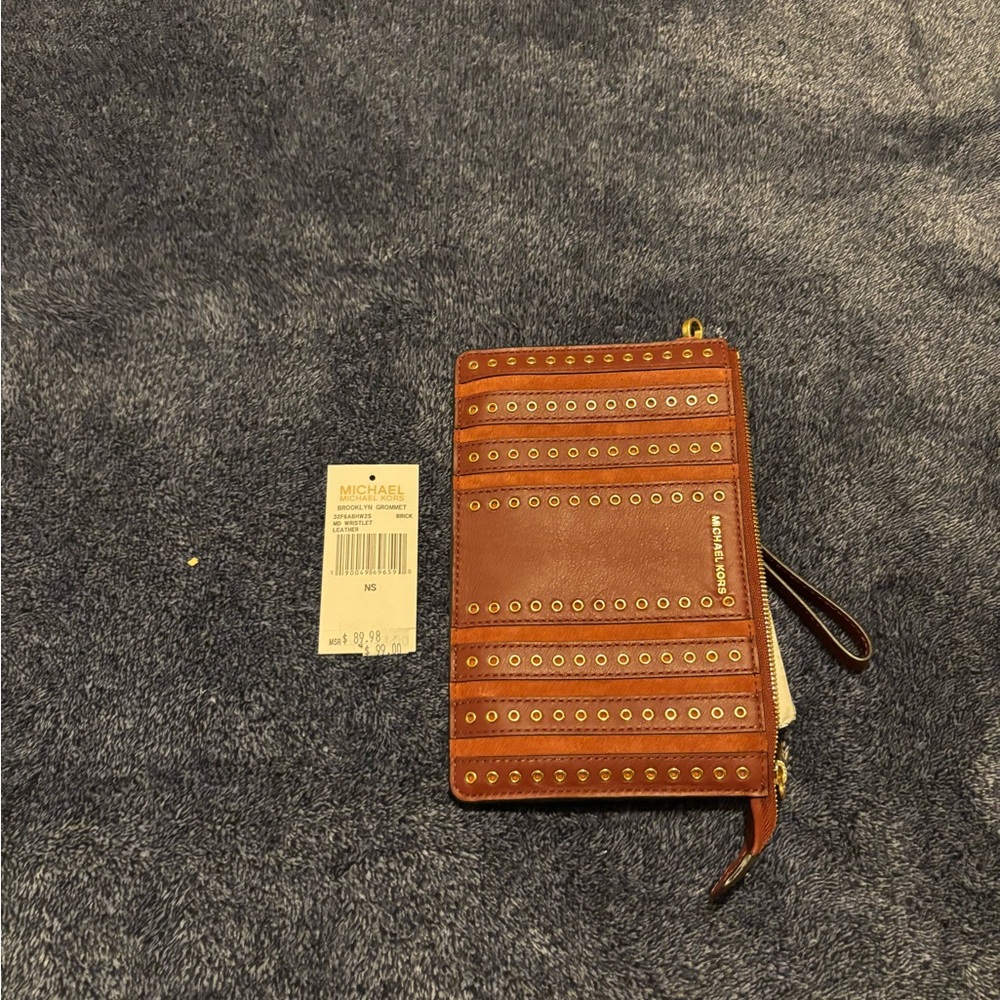 Michael Kors Tan Wristlet with Gold Details